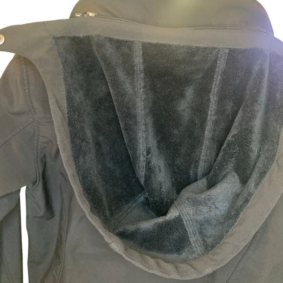 Free Country Softshell Jacket L Black Mens Detachable Hood Lined Full Zip - Picture 5 of 11